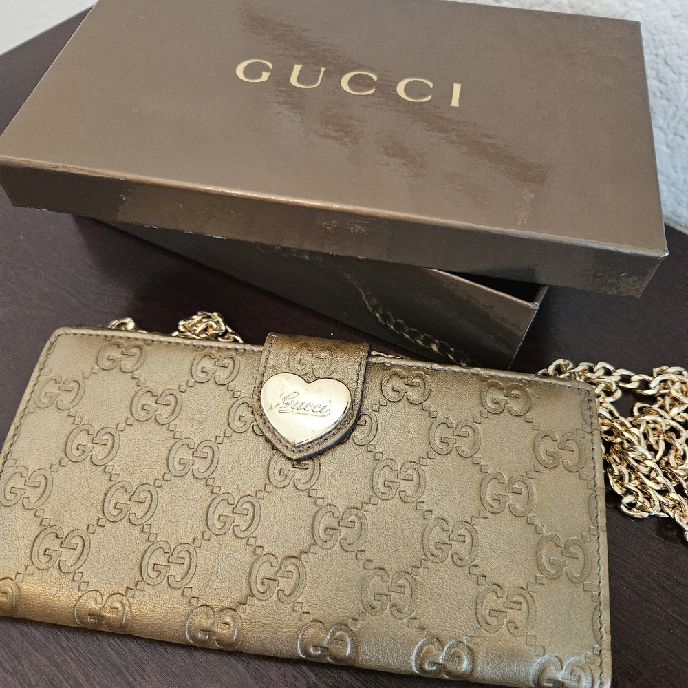 Authentic Gucci Gold Heart Wallet